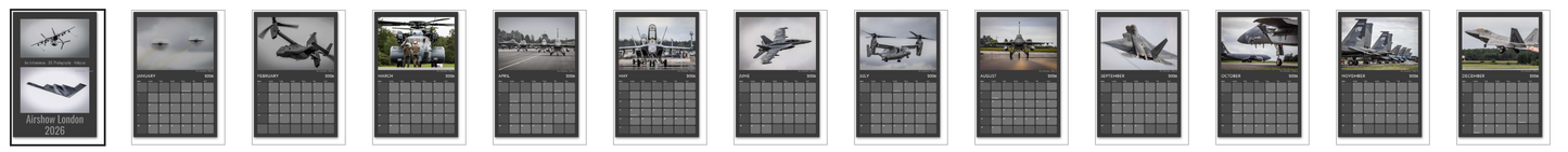 Airshow London 2026 - Muted Mono Edition - Premium 11x16.5" Wall Calendar 2026