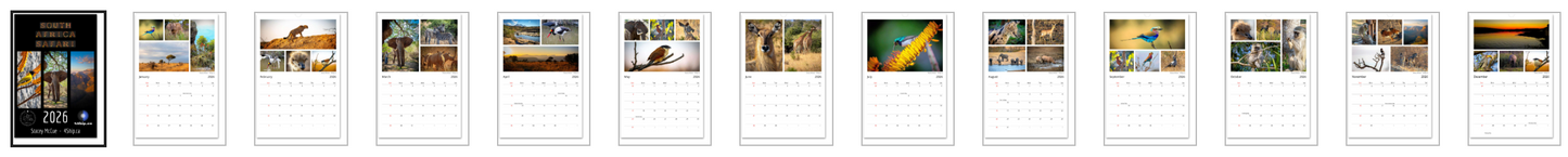 South Africa Safari 2026 Premium Wall Calendar – Vertical 11" × 16.5"